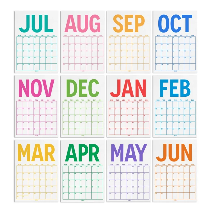 2025–2026 Akademik Planlayıcı Takvim, 33 x 48 cm, A4 Takvim, Temmuz Başlangıçlı, Aylık Planlayıcı Takvim, Academic Monthly Wall Calendar