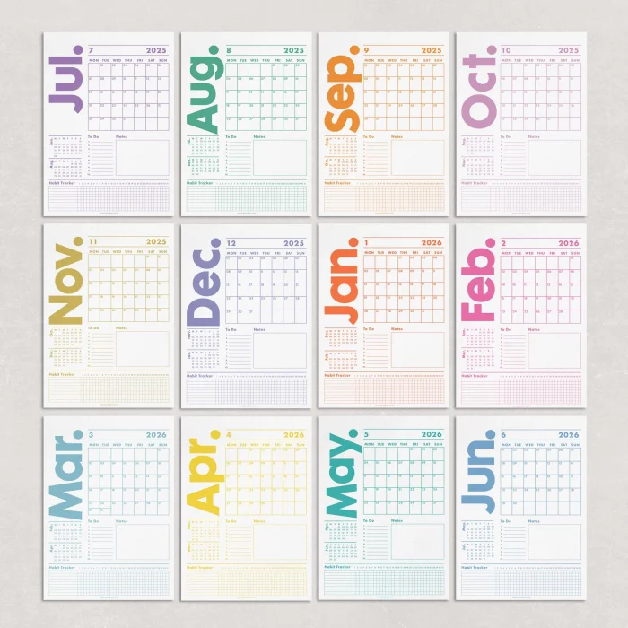 2025–2026 Akademik Takvim, Temmuz Başlangıçlı Takvim, Önceki Sonraki Ay Takvim, Aylık Planlayıcı Takvim, Yıl Ortası Takvimi, 33x48 cm, A4 Takvim, Academic Monthly Wall Calendar, July Start Calendar, 2025-2026 Mid-Year Wall Calendar