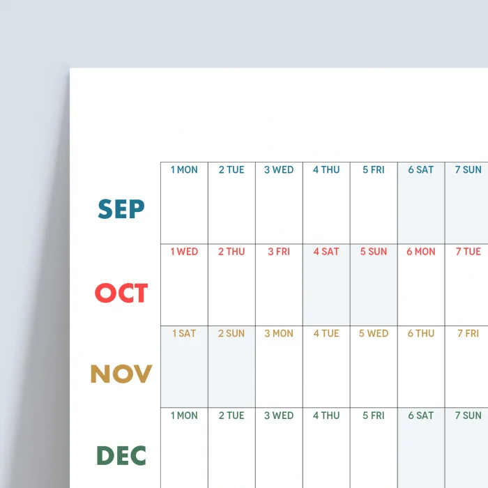 2025-2026 Akademik Yıl Takvimi | Eylül Başlangıçlı Yıllık Planlayıcı Duvar Takvimi | Renkli Takvim | Okul ve Ofis için Büyük Boy Takvim