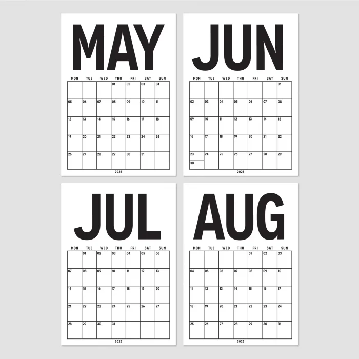 2025 - 2026 Spiralli Akademik Duvar Takvimi, 33 x 48 cm Takvim, A4 Takvim, Eylül Başlangıçlı, Academic Wall Calendar