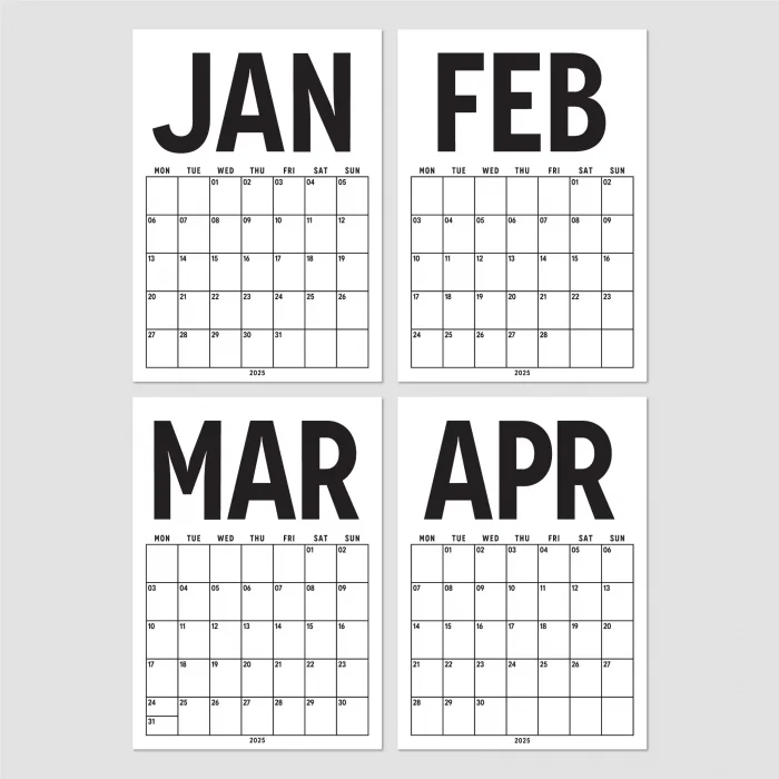 2025 - 2026 Spiralli Akademik Duvar Takvimi, 33 x 48 cm Takvim, A4 Takvim, Eylül Başlangıçlı, Academic Wall Calendar