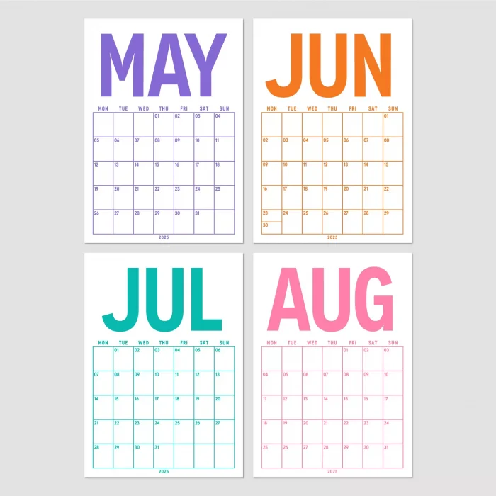 2025 - 2026 Spiralli Akademik Duvar Takvimi, A4 Takvim, 33 x 48 cm Takvim, Eylül Başlangıçlı, Academic Wall Calendar