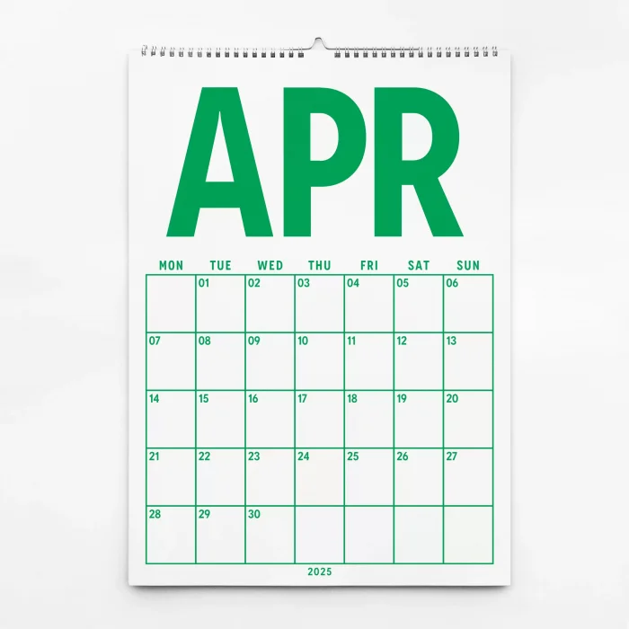 2025 - 2026 Spiralli Akademik Duvar Takvimi, A4 Takvim, 33 x 48 cm Takvim, Eylül Başlangıçlı, Academic Wall Calendar