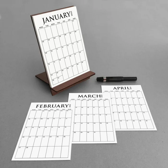 2025 Ahşap Masa Takvimi, Aylık Planlamalı 2025 Takvim, Klasik Takvim