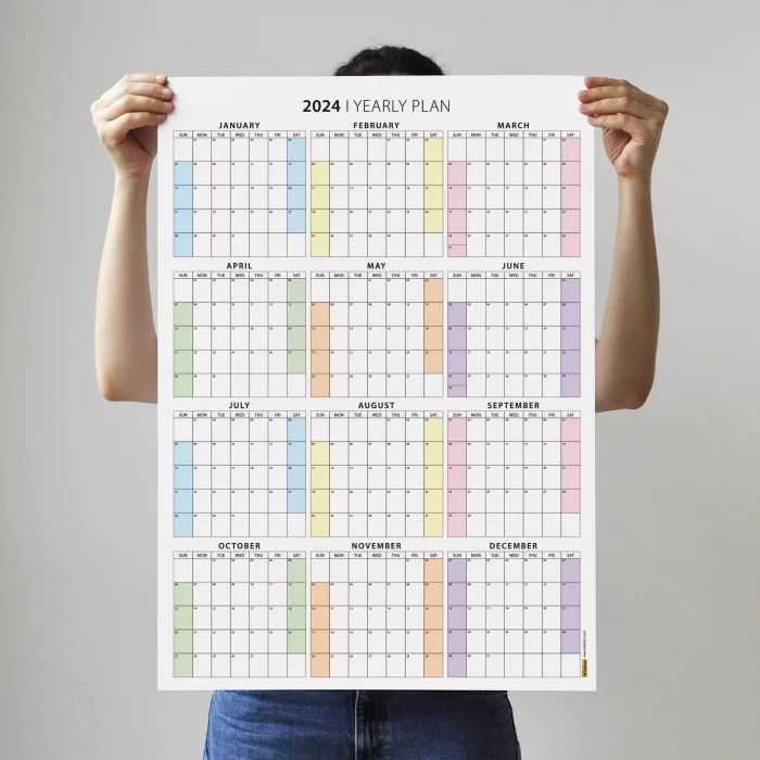 2025 Amerikan Standardı Takvim, Yıllık Planlayıcı Duvar Takvimi, Sunday Start Wall Planner