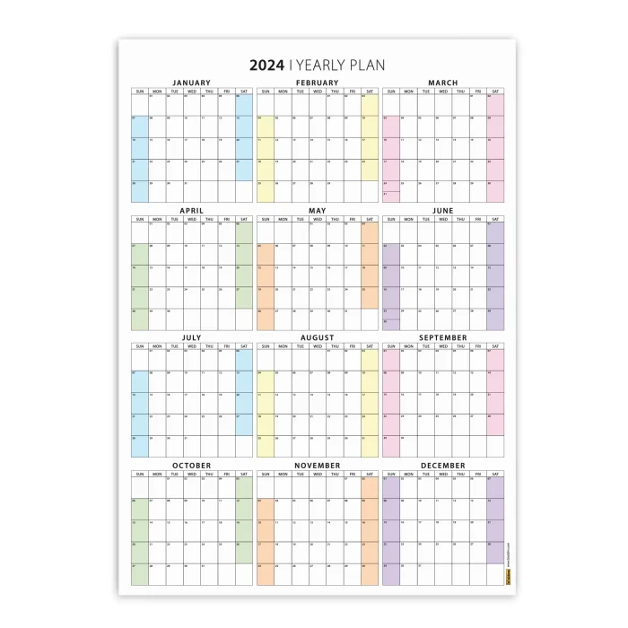 2025 Amerikan Standardı Takvim, Yıllık Planlayıcı Duvar Takvimi, Sunday Start Wall Planner