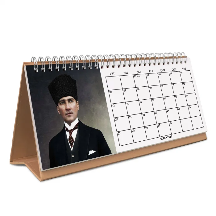 2025 Atatürk Fotoğraflı Takvim, Aylık Planlayıcı Takvim, Çift Taraflı Takvimi