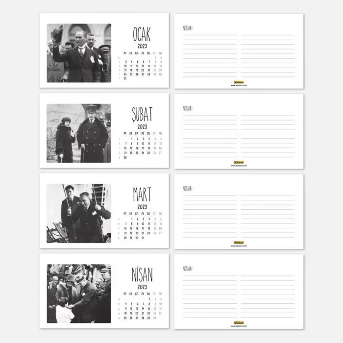 2025 Atatürk Takvimi - Atatürk Fotoğraflı 2025 Masa Takvimi - Kırmızı Renk