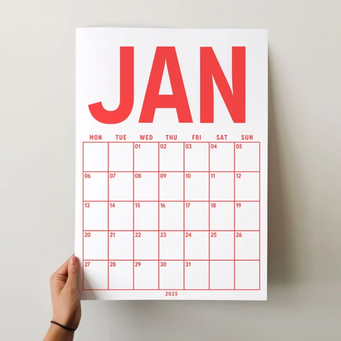 2025 Aylık Planlayıcı Duvar Takvimi, 33X48 cm & A4 Poster Takvim, Aile Takvimi, Gökkuşağı Renkleri