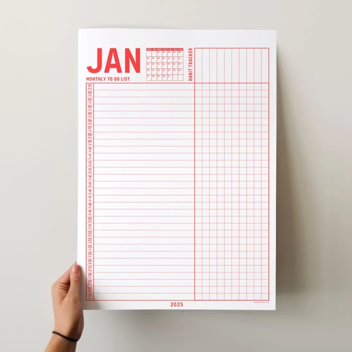 2025 Aylık Planlayıcı Duvar Takvimi, A4, 33x48 cm, 50x70 cm, Alışkanlık Takipçisi,Yapılacaklar Listesi, Monthly Wall Planner Calendar, Habbit Tracker, To Do List