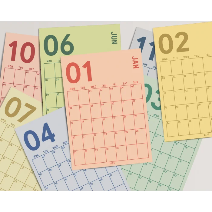 2025 Duvar Takvimi, A4, 33X48 cm, Poster Takvim, Aylık Planlayıcı Takvim, Boho Renkler