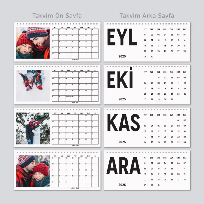 2025 Fotoğraflı Takvim, 2025 Aylık Planlayıcı Takvim, Kişiye Özel Fotoğraflı Masa Takvimi