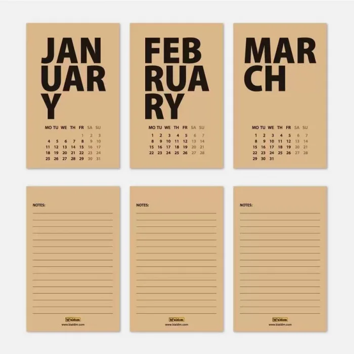 2025 Masa Takvimi İngilizce - Kırmızı Kraft