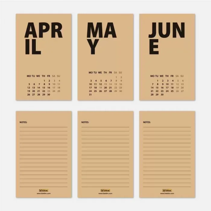 2025 Masa Takvimi İngilizce - Kırmızı Kraft