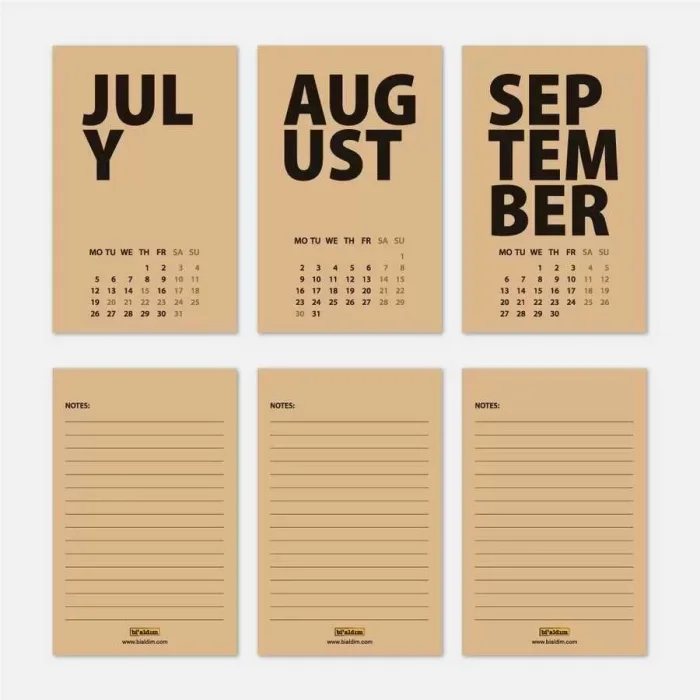 2025 Masa Takvimi İngilizce - Kırmızı Kraft