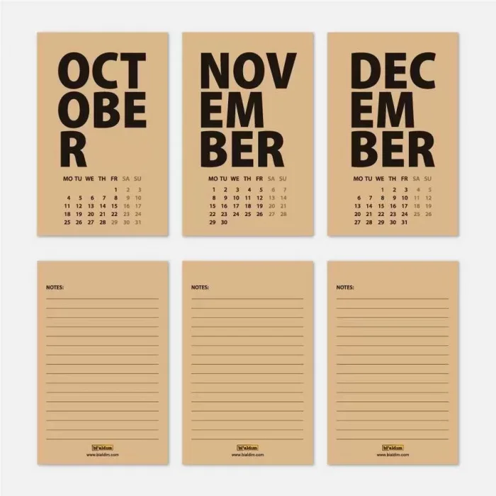 2025 Masa Takvimi İngilizce - Kırmızı Kraft