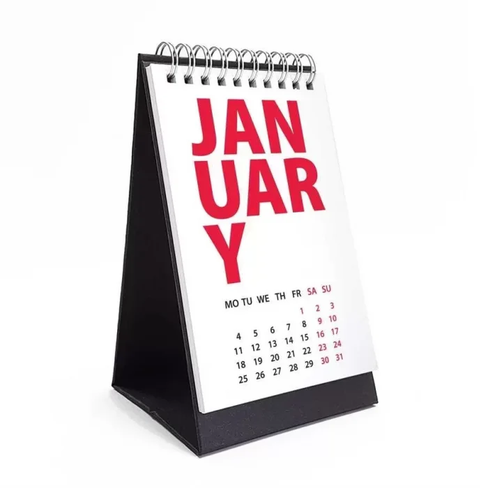 2025 Masa Takvimi İngilizce - Siyah Renkli