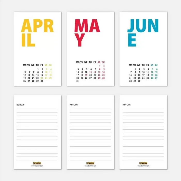 2025 Masa Takvimi İngilizce - Siyah Renkli