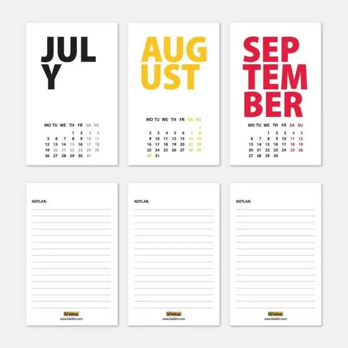 2025 Masa Takvimi İngilizce - Siyah Renkli