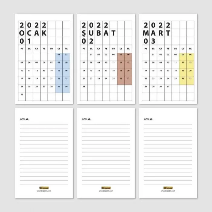 2025 Masa Takvimi Kraft