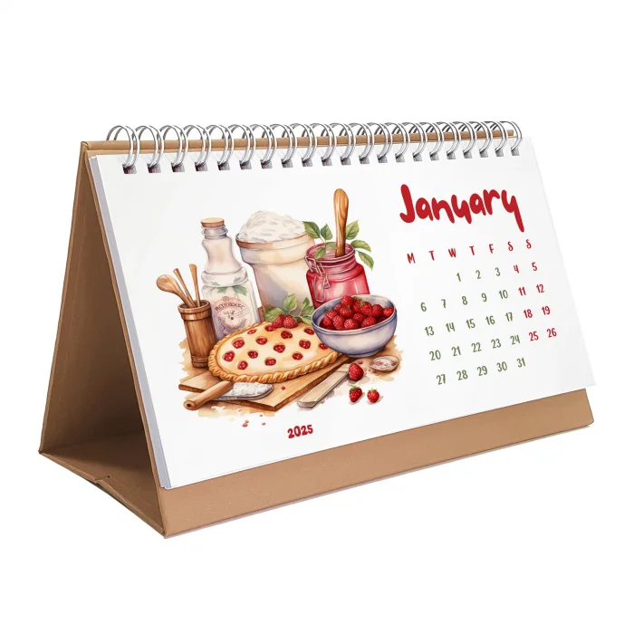 2025 Masa Takvimi, Vintage Fırın ve Mutfak Sanatları Takvimi, 2025 Desk Calendar, Vintage Baking Calendar 2025