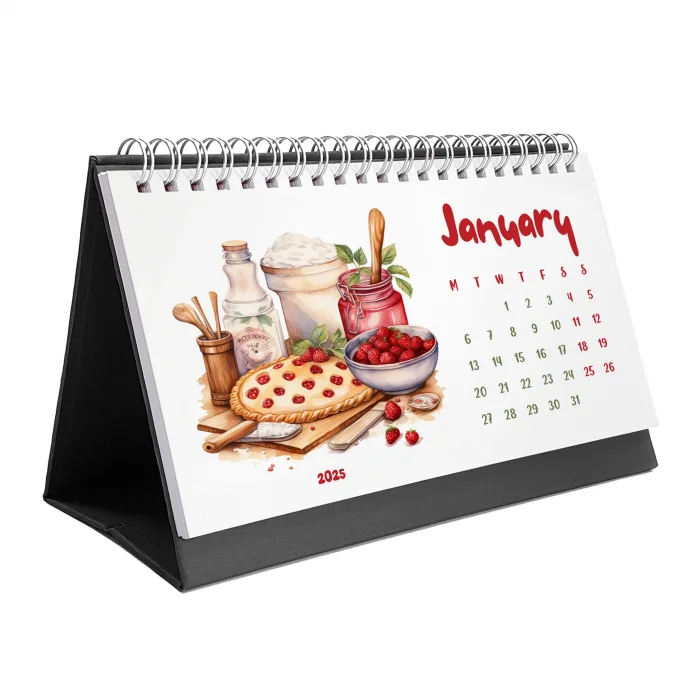 2025 Masa Takvimi, Vintage Fırın ve Mutfak Sanatları Takvimi, 2025 Desk Calendar, Vintage Baking Calendar 2025