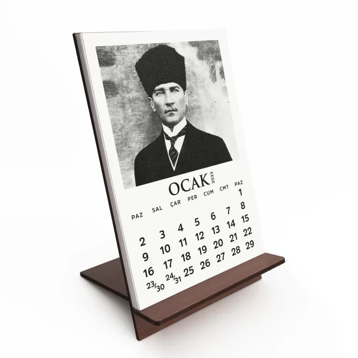 2025 Mustafa Kemal Atatürk Takvimi, Ahşap Atatürk Takvimi, 2025 Ahşap Masa Takvimi