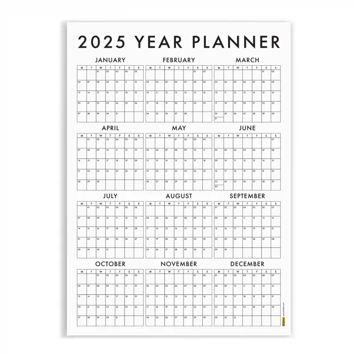2025 Yıllık Planlayıcı Duvar Takvimi, 2025 Takvim