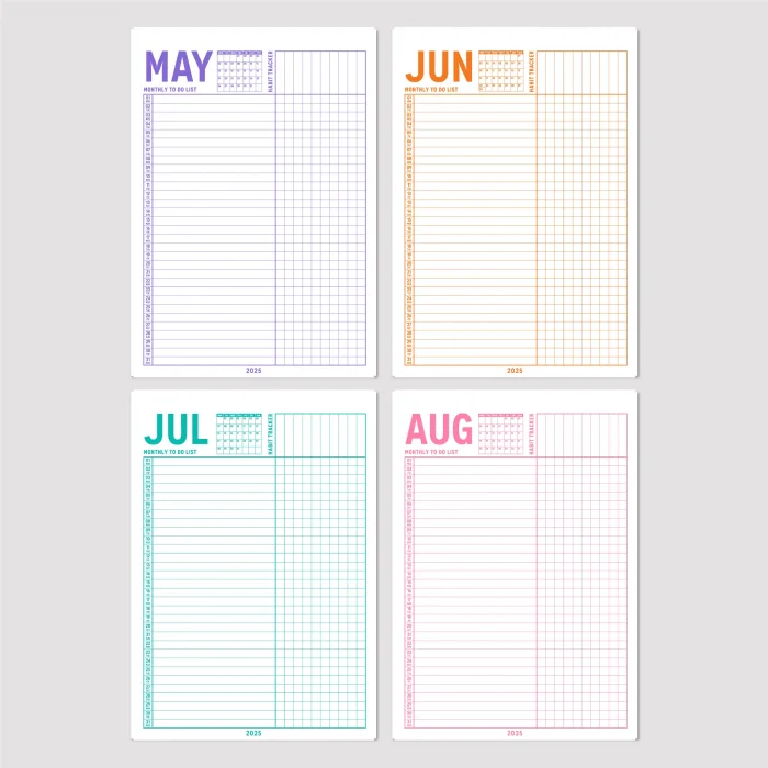 2025 Yıllık Planlayıcı Duvar Takvimi, A4, 33x48 cm, Alışkanlık Takipçisi, 2025 Wall Planner, Monthly Habbit Tracker, To Do List