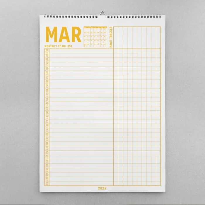 2025 Yıllık Planlayıcı Duvar Takvimi, A4, 33x48 cm, Alışkanlık Takipçisi, 2025 Wall Planner, Monthly Habbit Tracker, To Do List