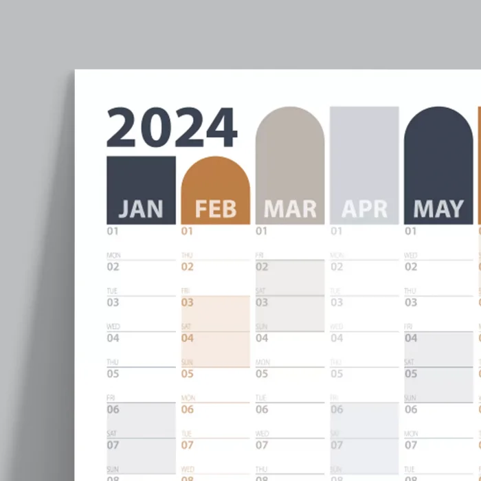 2025 Yıllık Planlayıcı Duvar Takvimi | Antrasit Gri Camel Bej Gri Renkler Aylık Planlayıcı