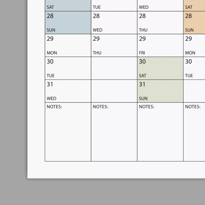 2025 Yıllık Planlayıcı Duvar Takvimi, Boho Renk Planlayıcı Takvim, 2025 Okul Takvimi