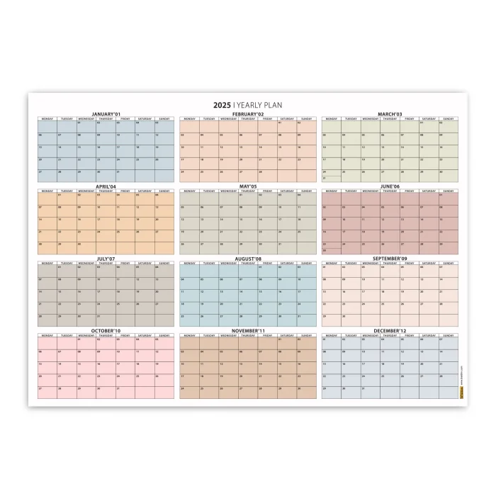 2025 Yıllık Planlayıcı Duvar Takvimi, Boho Renkler 2025 Takvimi