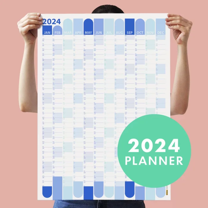 2025 Yıllık Planlayıcı Duvar Takvimi | Mavi Okyanus Esintisi Renkler | Geometrik Şekiller