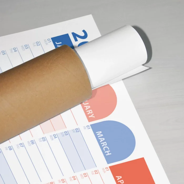 2025 Yıllık Planlayıcı Duvar Takvimi | Okyanus Mavisi, Somon Rengi | Aylık Planlayıcı