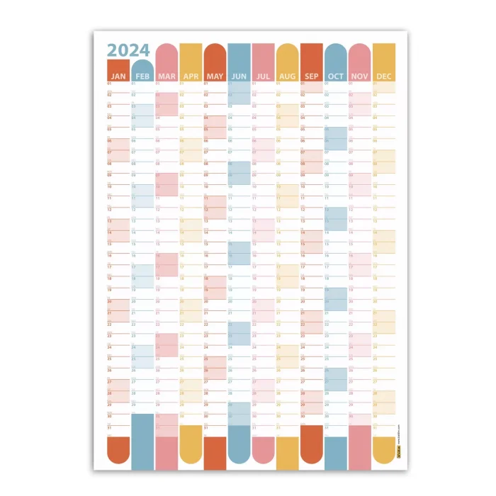 2025 Yıllık Planlayıcı Duvar Takvimi, Renkli 2025 Takvim, Okul Takvimi, Minimalist Tasarım