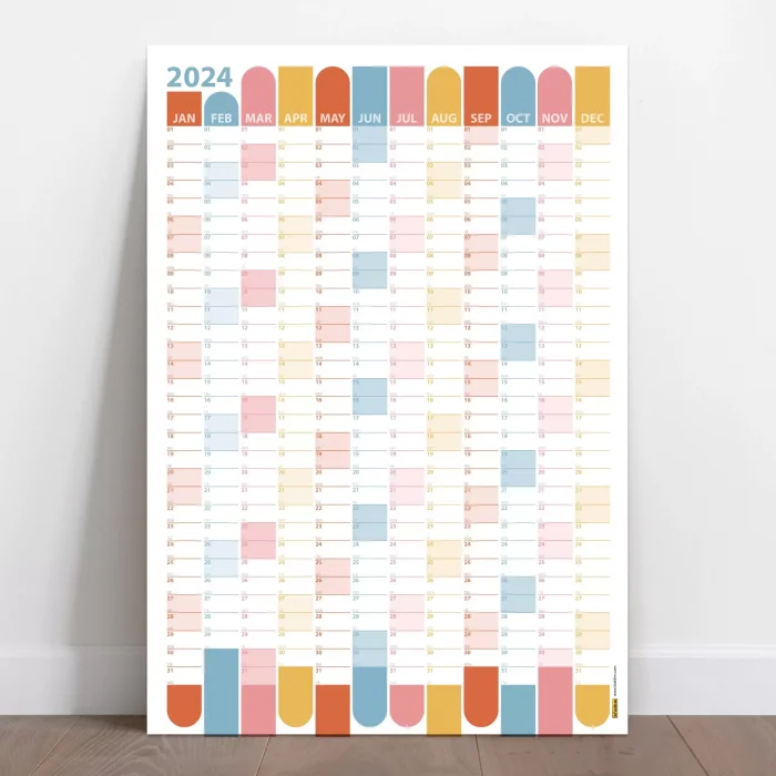 2025 Yıllık Planlayıcı Duvar Takvimi, Renkli 2025 Takvim, Okul Takvimi, Minimalist Tasarım