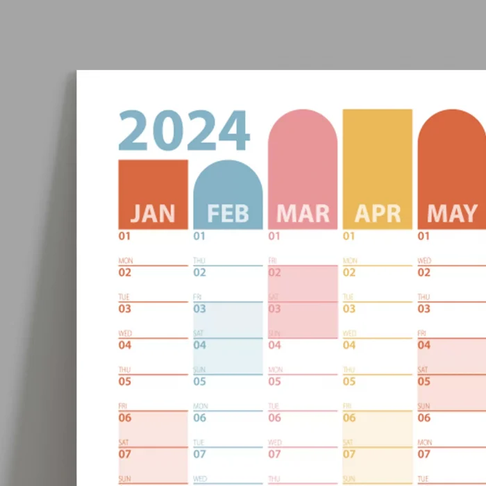 2025 Yıllık Planlayıcı Duvar Takvimi, Renkli 2025 Takvim, Okul Takvimi, Minimalist Tasarım