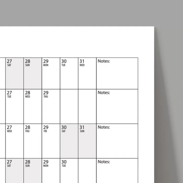 2025 Yıllık Planlayıcı Duvar Takvimi, Yatay Gri Renk Planlayıcı, 2025 Planlayıcı Takvim