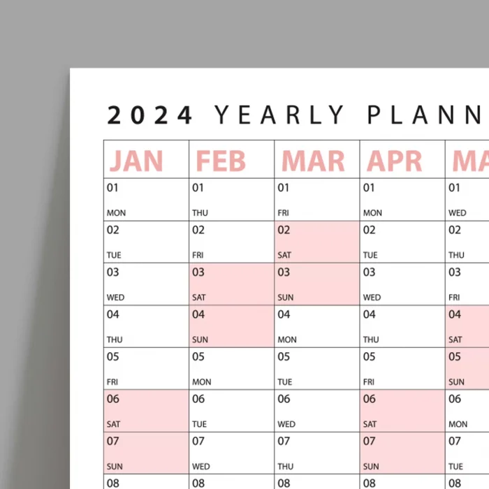 2025 Yıllık Planlayıcı Poster Takvim, Pembe Renk Planlayıcı Takvim, 2025 Okul Takvimi