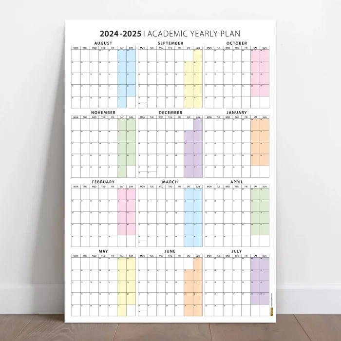 2026-2027 Akademik Duvar Takvimi, Ağustos Başlangıçlı, Academic Wall Calendar