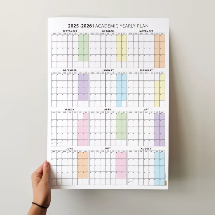 2026-2027 Akademik Duvar Takvimi, Eylül Başlangıçlı Takvim, Akademik Planlayıcı Takvim, Akademik Yılı Takvimi, 2026-2027 Academic Wall Calendar, Academic Wall Planner