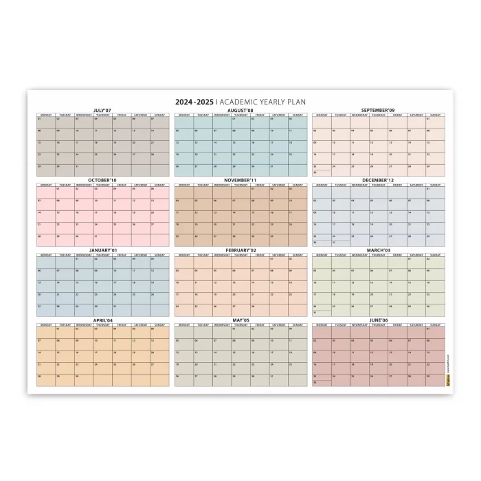 2026 - 2027 Akademik Duvar Takvimi, TEMMUZ Başlangıçlı, 2026 - 2027 Academic Wall Calendar