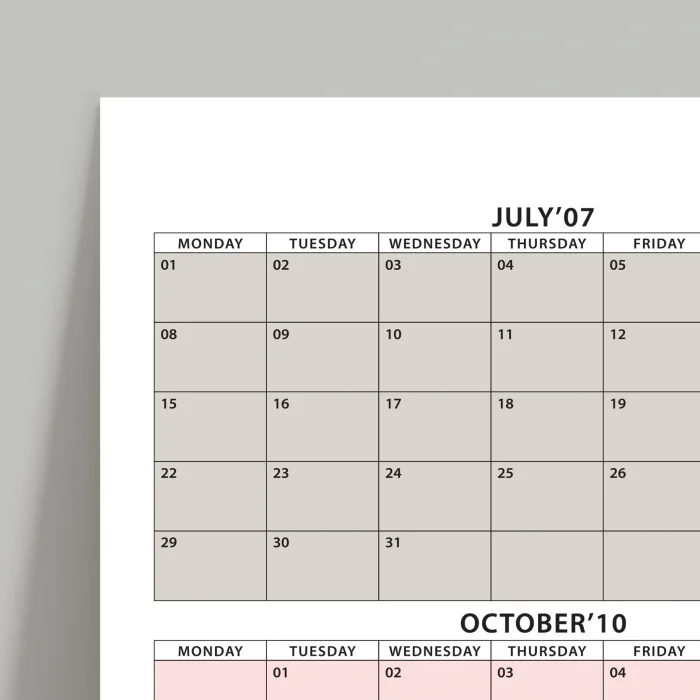 2026 - 2027 Akademik Duvar Takvimi, TEMMUZ Başlangıçlı, 2026 - 2027 Academic Wall Calendar