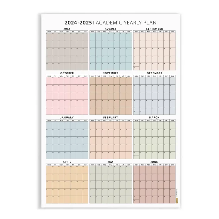 2026 -2027 Akademik Duvar Takvimi, TEMMUZ Başlangıçlı, Academic Wall Calendar