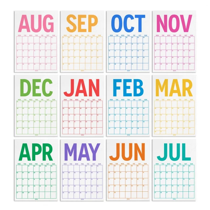 2026–2027 Akademik Planlayıcı Takvim, 33 x 48 cm, A4 Takvim, Ağustos Başlangıçlı, Aylık Planlayıcı Takvim, Academic Monthly Wall Calendar