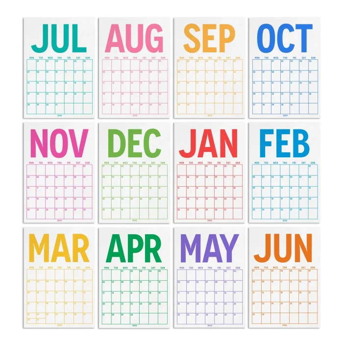 2026–2027 Akademik Planlayıcı Takvim, 33 x 48 cm, A4 Takvim, Temmuz Başlangıçlı, Aylık Planlayıcı Takvim, Academic Monthly Wall Calendar