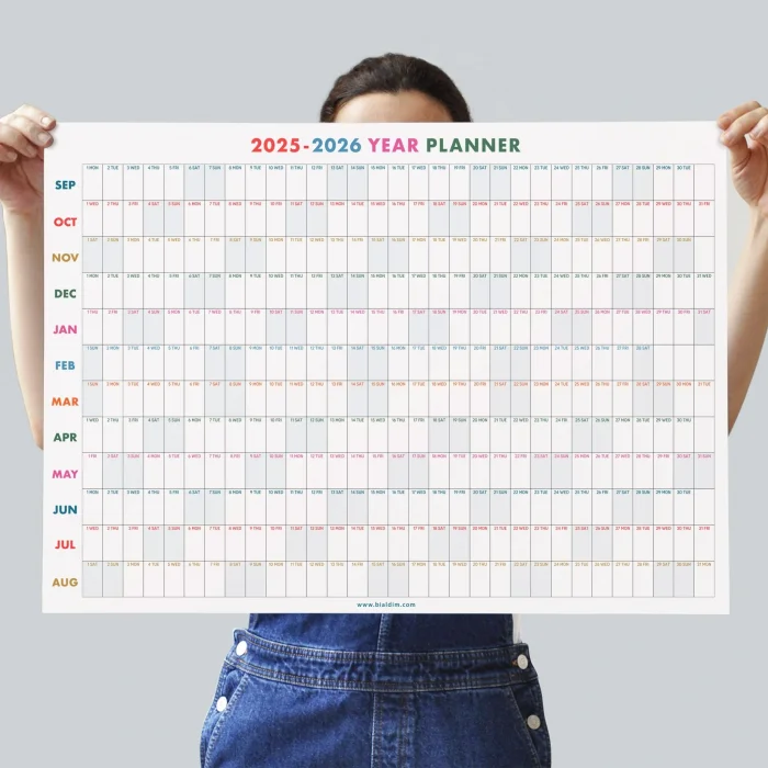 2026-2027 Akademik Yıl Takvimi | Eylül Başlangıçlı Yıllık Planlayıcı Duvar Takvimi | Renkli Takvim | Okul ve Ofis için Büyük Boy Takvim