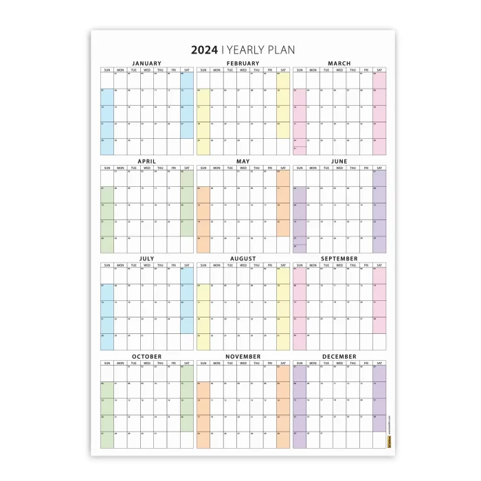 2026 Amerikan Standardı Takvim, Yıllık Planlayıcı Duvar Takvimi, Sunday Start Wall Planner