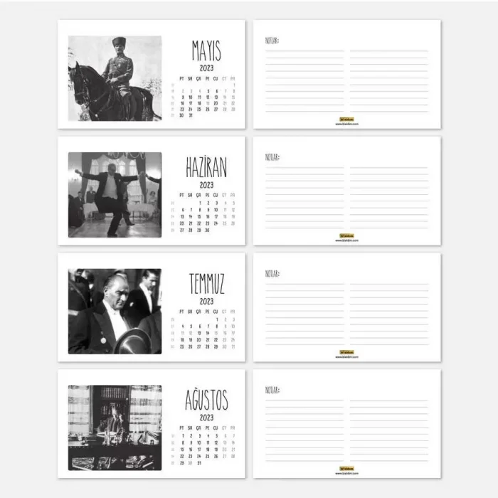 2026 Atatürk Takvimi - Atatürk Fotoğraflı 2026 Masa Takvimi